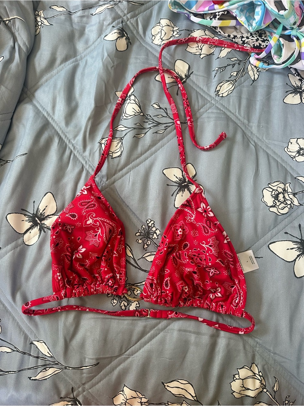 Target Red Paisley Triangle Bikini Top